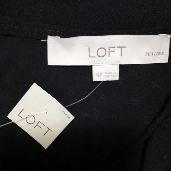 ποΈ π€LOFTπ€ - Black L/S Dress w/Sheer Polka Dot Ruffle Detail - Picture 6 of 16